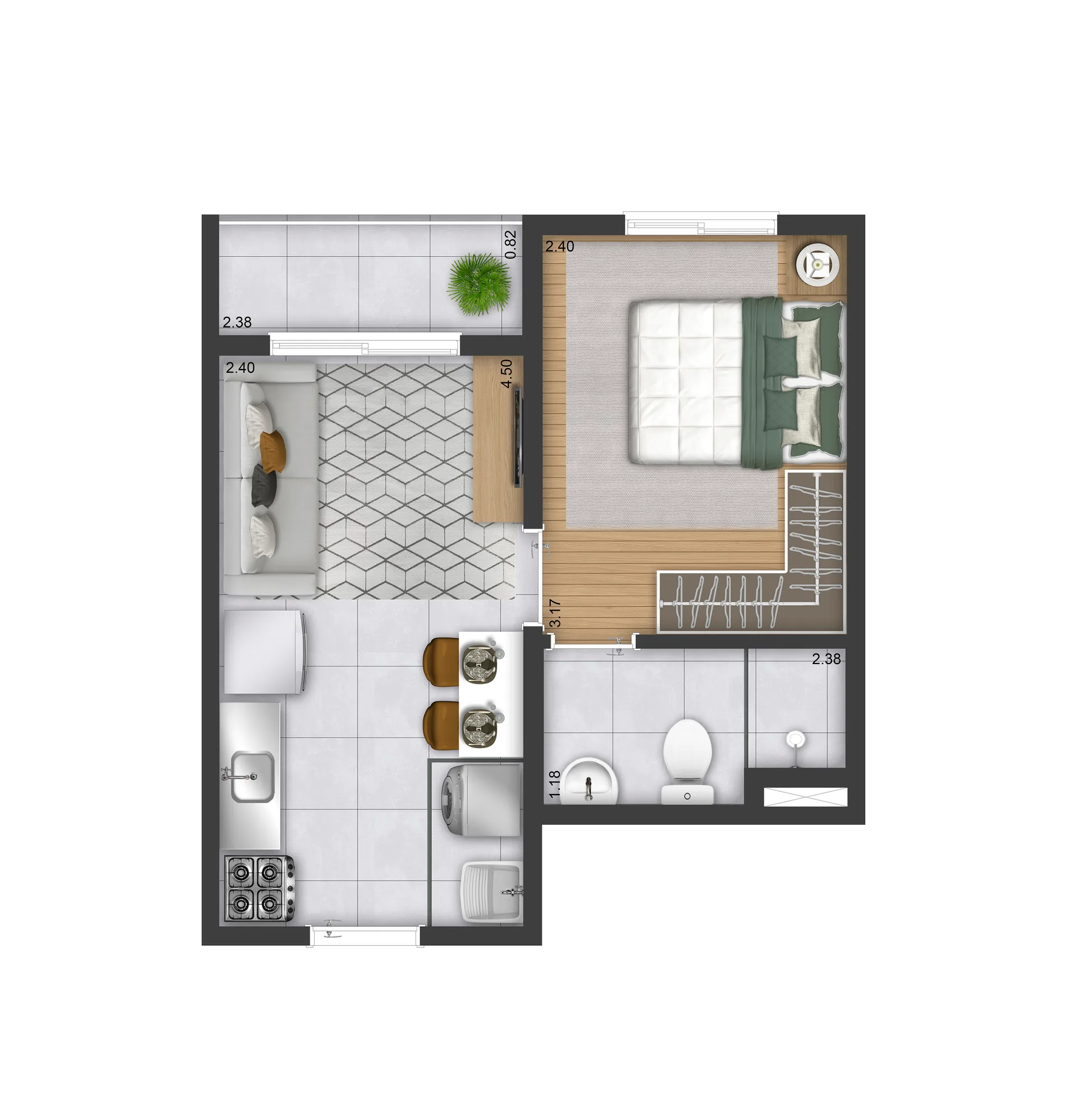 Planta — 1 dormitório